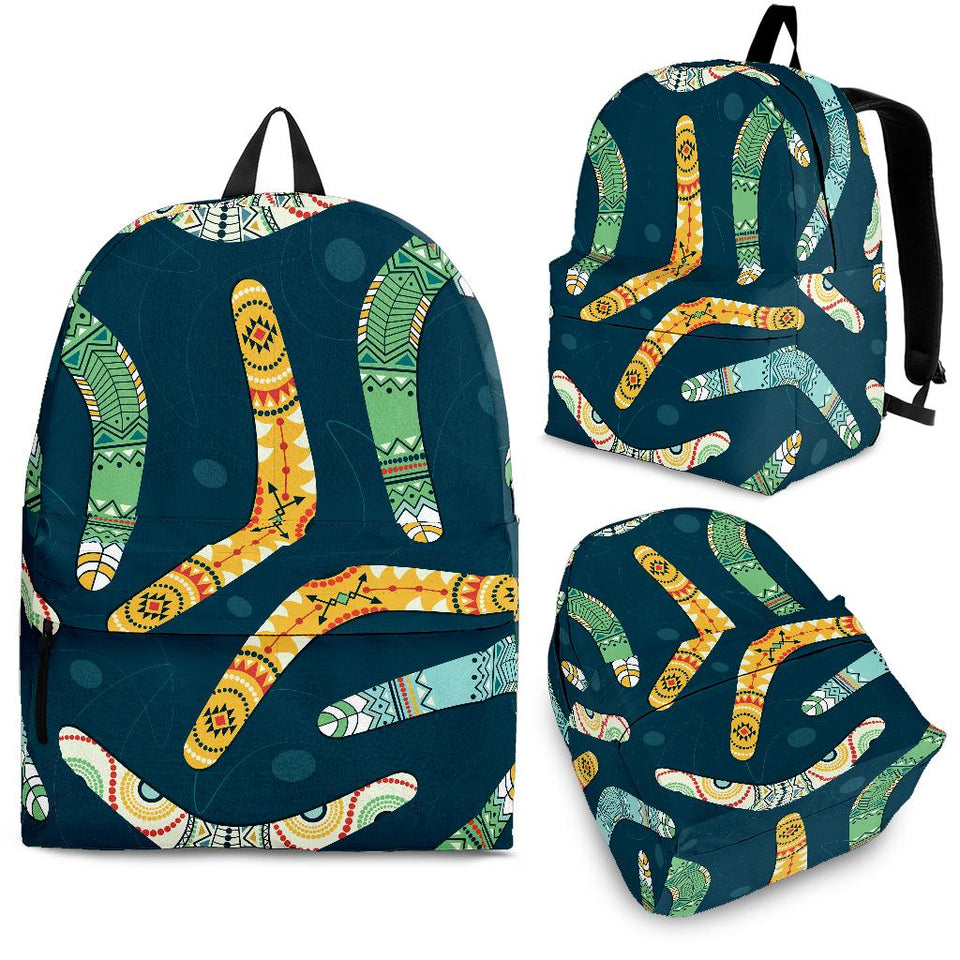 Boomerang Aboriginal Pattern Dark Background Backpack