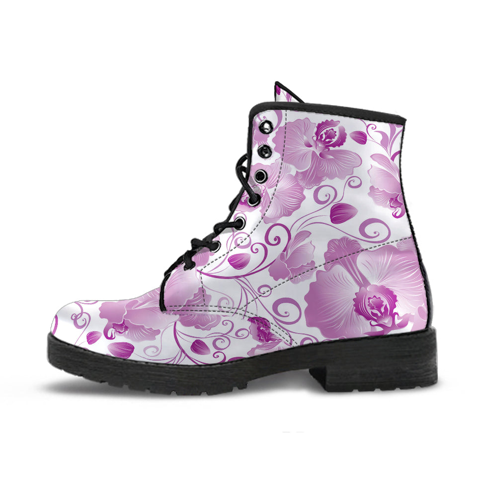 Orchid Pattern Leather Boots