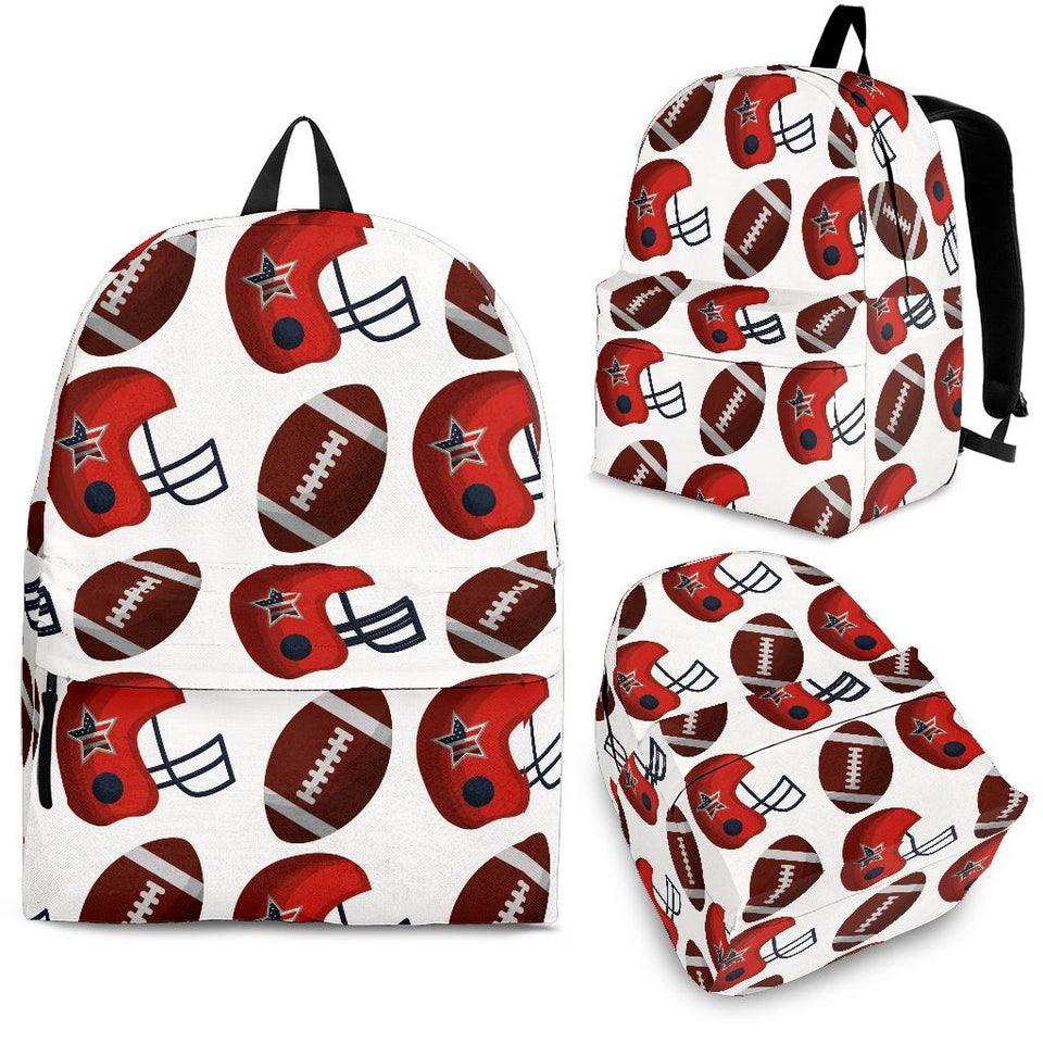 American Football Ball Red Helmet Pattern Backpack