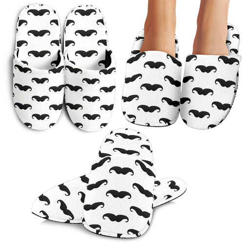 Mustache Beard Pattern Print Design 05 Slippers