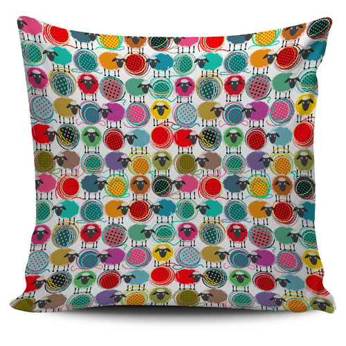 Colorful Sheep Pattern Pillow Cover