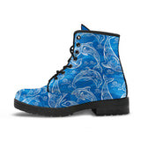 Dolphin Tribal Blue Pattern  Leather Boots