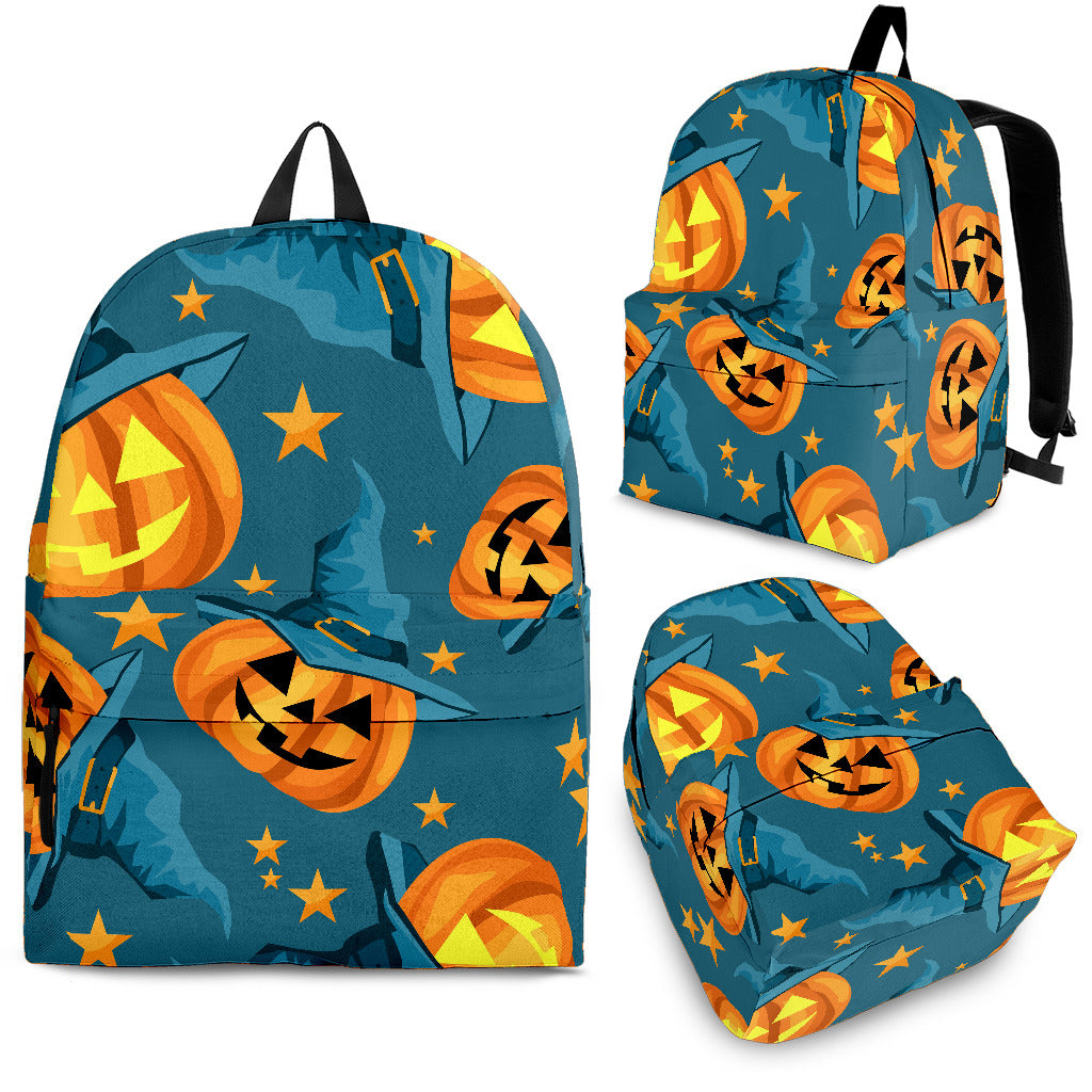 Halloween Pumpkin Witch Hat Pattern Backpack