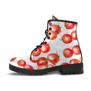 Tomato Water Color Pattern Leather Boots
