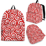 Red and White Candy Spiral Lollipops Pattern Backpack