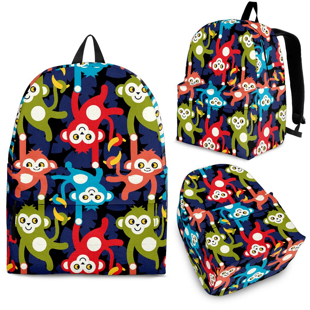 Colorful Monkey Pattern Backpack