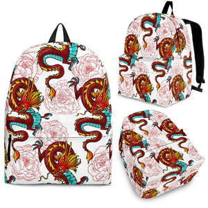 Red Dragon Hibiscus Pattern Backpack