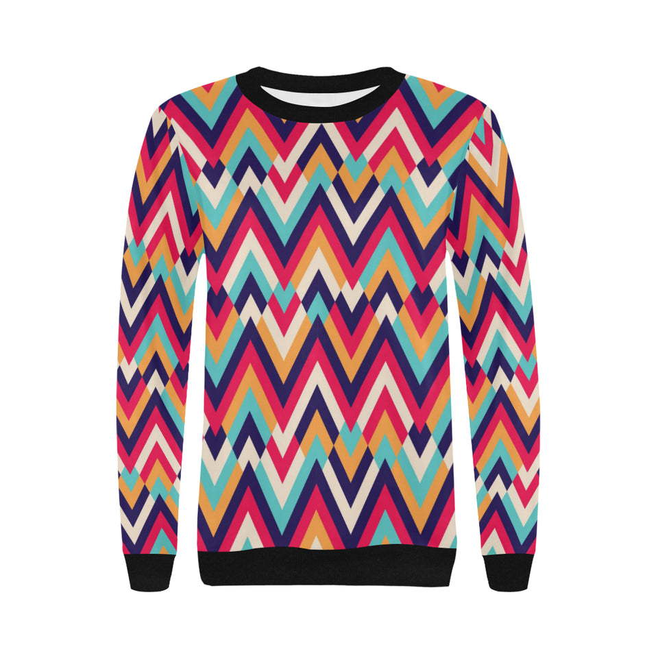 Zigzag Chevron Pattern Background Women's Crew Neck Sweatshirt