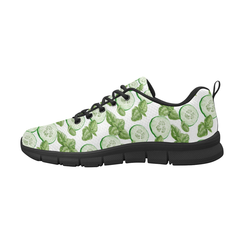 Sliced Cucumber Leaves Pattern Men's Sneakers Black