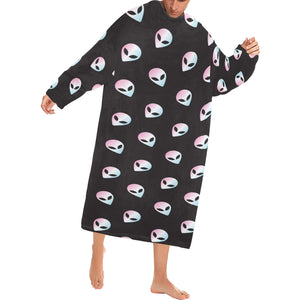 Alien Pattern Print Design 04 Blanket Robe with Sleeves