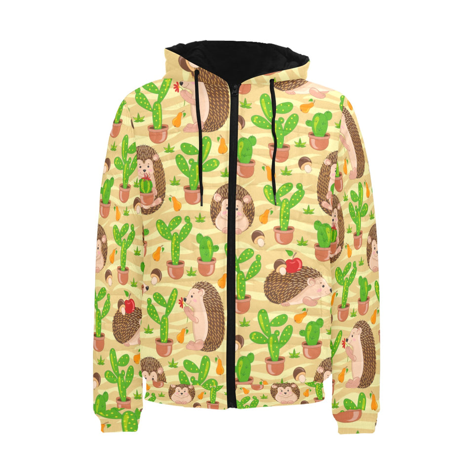 Hedgehog Pattern Print Design 02 Men's Padded Hooded Jacket(ModelH42)