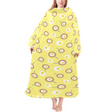 Fried Eggs Pattern Print Design 03 Blanket Robe with Sleeves