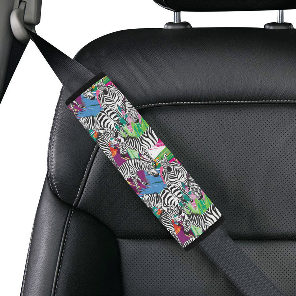 Zebra Colorful Pattern Car Seat Belt Cover