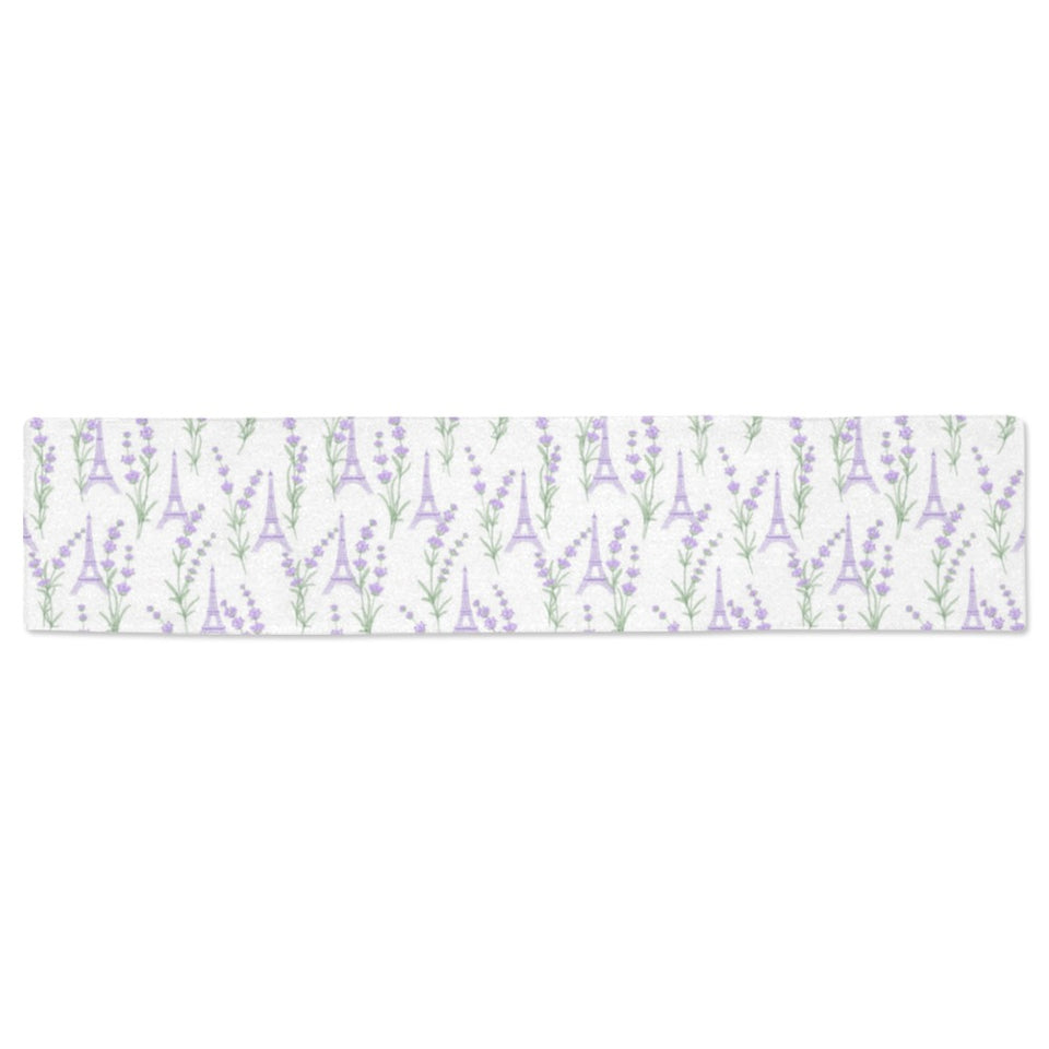 Eiffel Tower Lavender Pattern Print Design 01 Table Runner