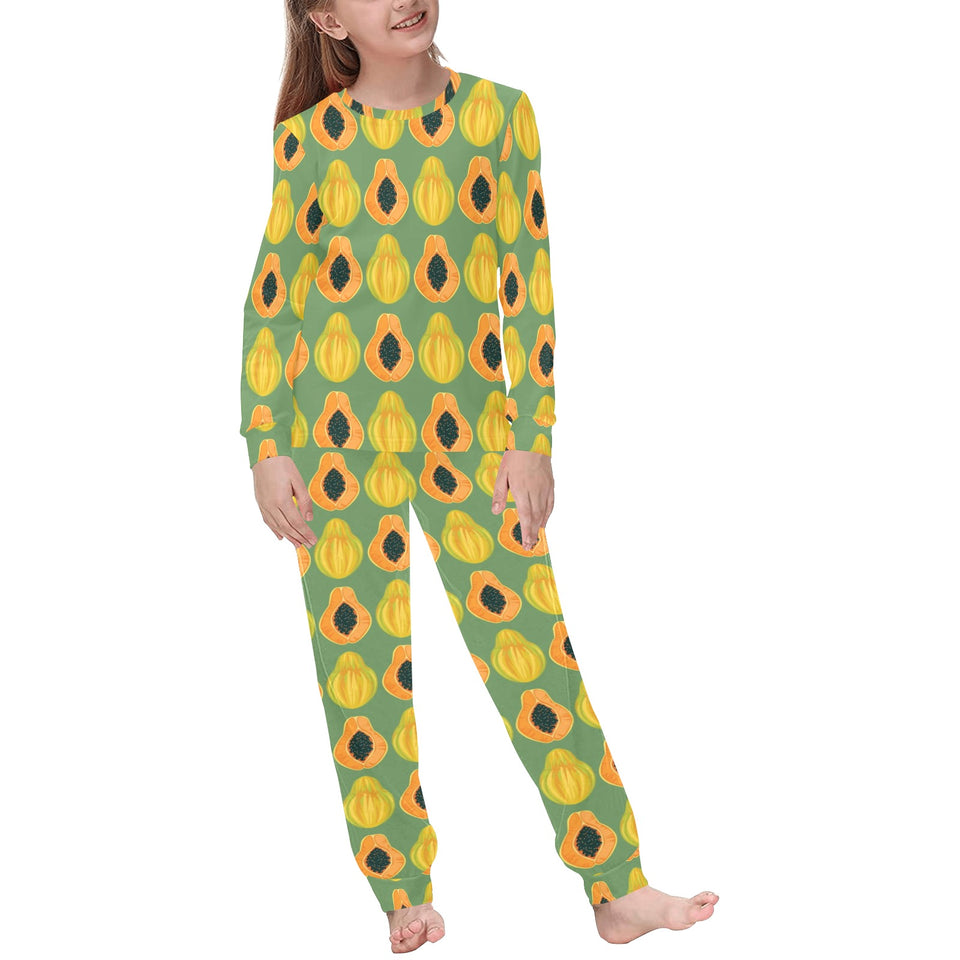 Papaya Pattern Background Kids' Boys' Girls' All Over Print Pajama Set