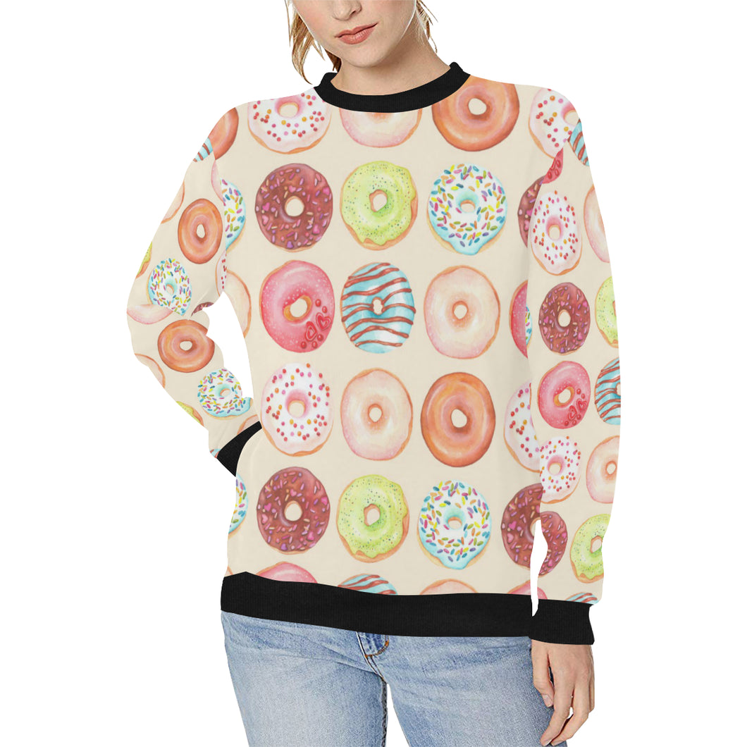Donut Pattern Women's Crew Neck Sweatshirt