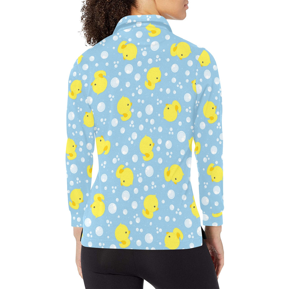 Duck Pattern Print Design 02 Women's Long Sleeve Polo Shirt