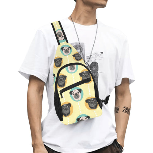 Pug Head Pattern All Over Print Chest Bag