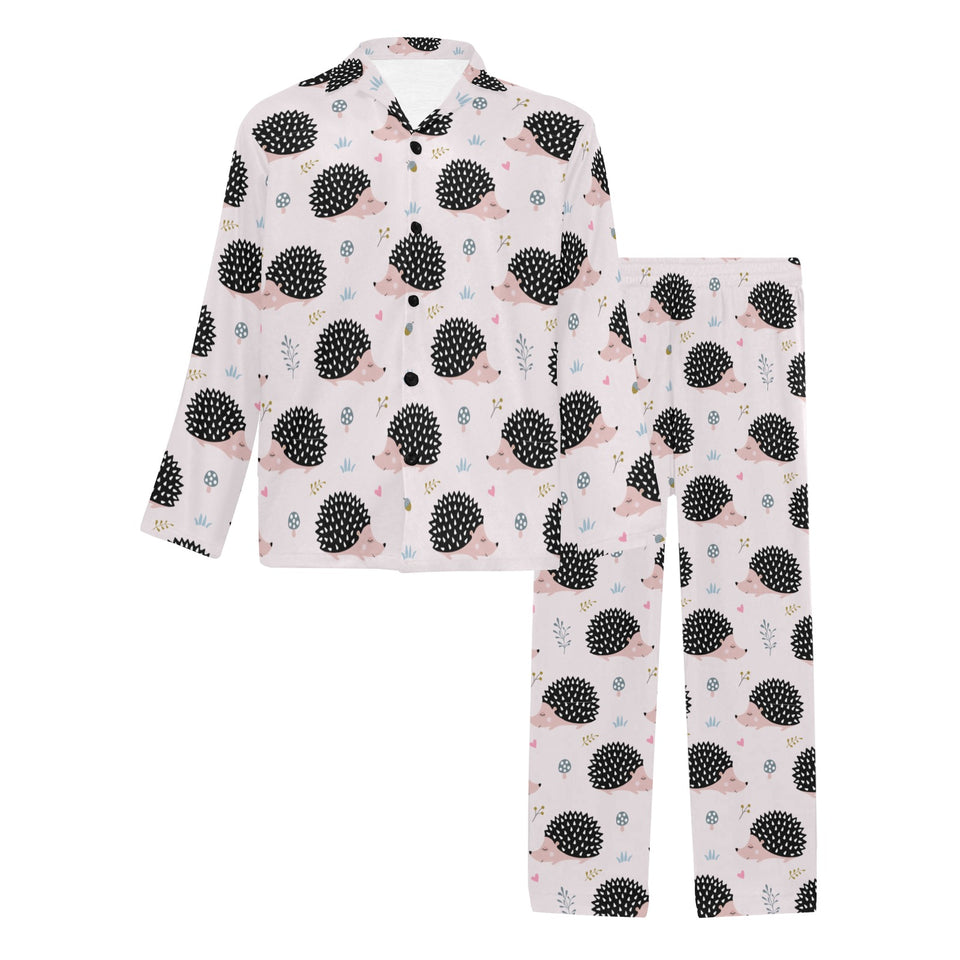 Hedgehog Pattern Print Design 04 Men's Long Pajama Set