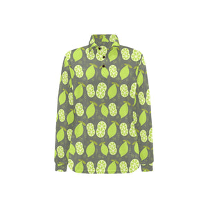 Lime Pattern Theme Women's Long Sleeve Polo Shirt