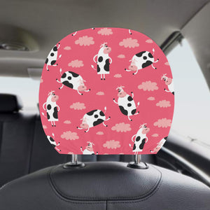 Cow Pattern Pink Background Car Headrest Cover