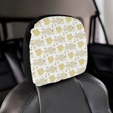 Gold Meneki Neko Lucky Cat Pattern Car Headrest Cover