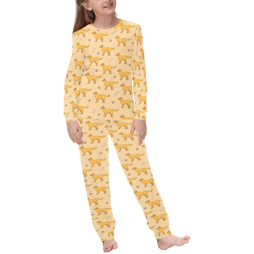 Golden Retriever Pattern Print Design 04 Kids' Boys' Girls' All Over Print Pajama Set