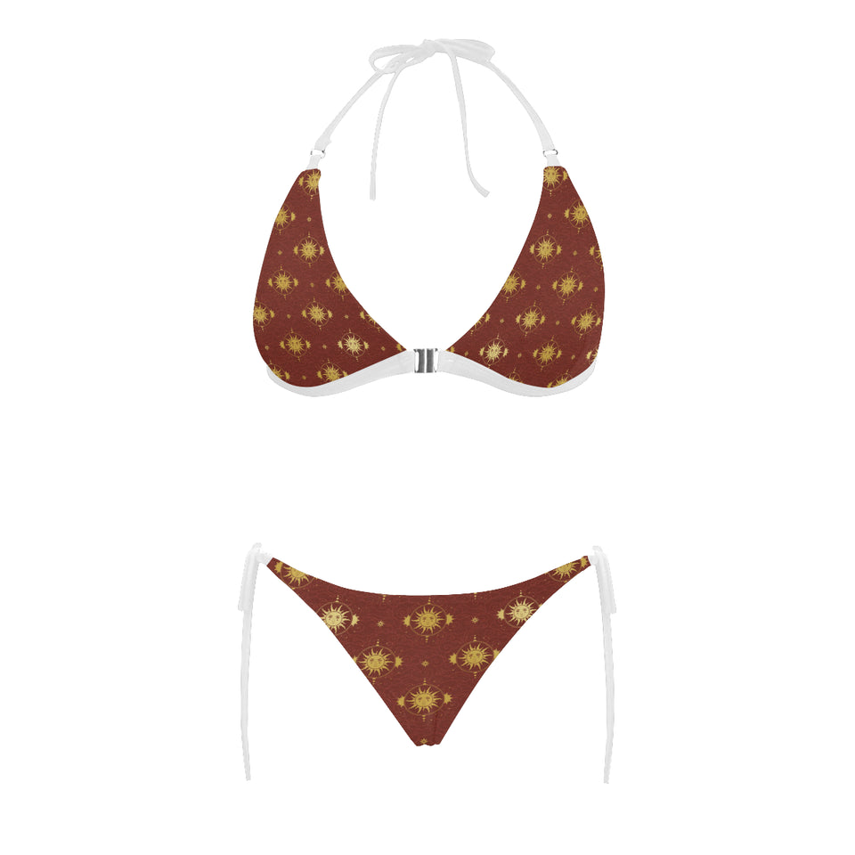 Sun Pattern Red Background Sexy Bikinis Two-Pieces Swimsuits