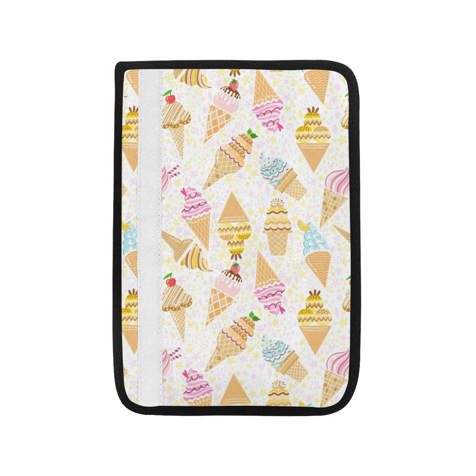 Ice Cream Cone Pattern Background Car Seat Belt Cover