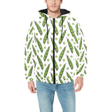 Green Peas Pattern Print Design 03 Men's Padded Hooded Jacket(ModelH42)