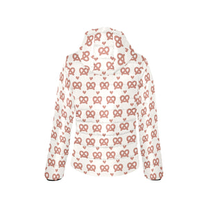 Pretzels Pattern Print Design 01 Women's Padded Hooded Jacket