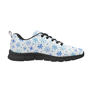 Blue Snowflake Pattern Men's Sneakers Black