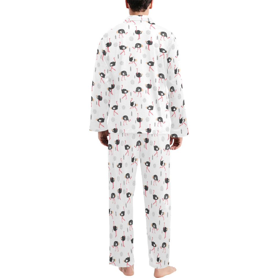 Ostrich Pattern Print Design 02 Men's Long Pajama Set