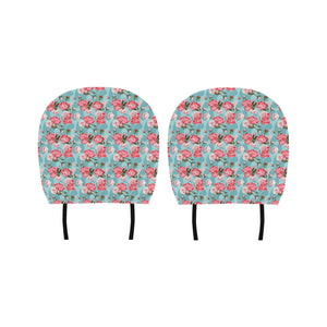 Rose Pattern Print Design 03 Car Headrest Cover