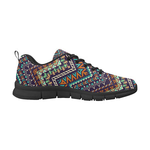 Zigzag African Afro Dashiki Adinkra Kente Men's Sneakers Black