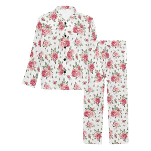 Rose Pattern Print Design 02 Men's Long Pajama Set