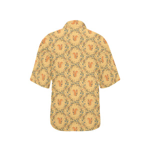 Squirrel Pattern Print Design 01 Women's All Over Print Hawaiian Shirt