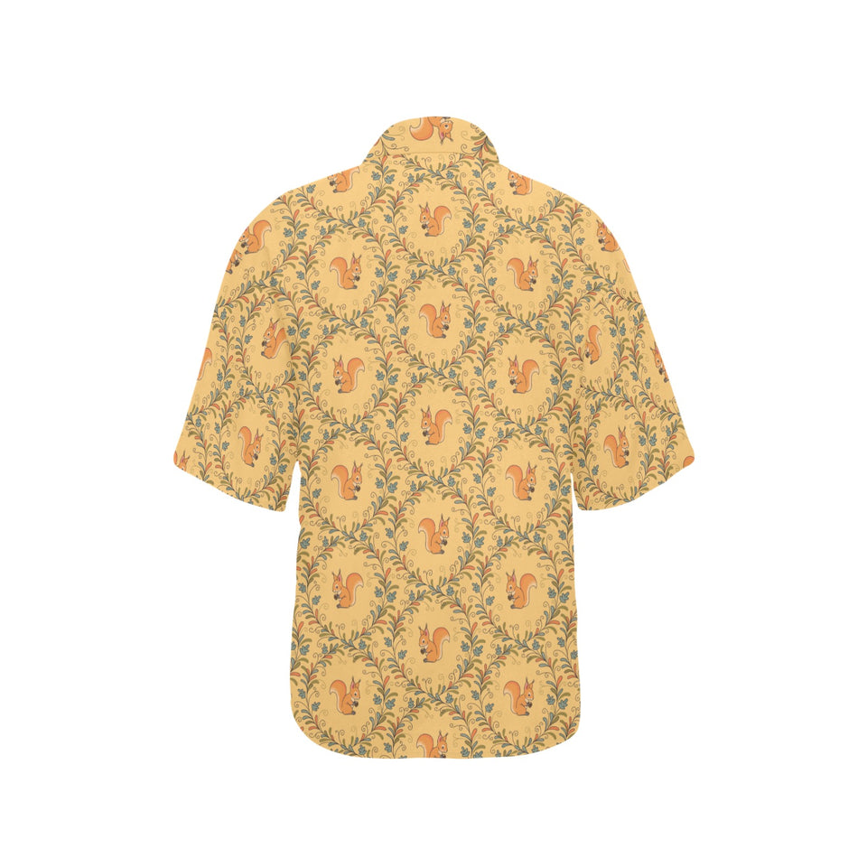 Squirrel Pattern Print Design 01 Women's All Over Print Hawaiian Shirt