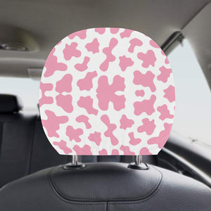 Pink Cow Skin Pattern Car Headrest Cover