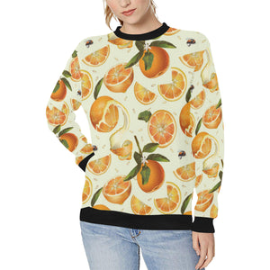 Orange Pattern Women's Crew Neck Sweatshirt