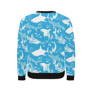 Shark Pattern Blue Theme Men's Crew Neck Sweatshirt