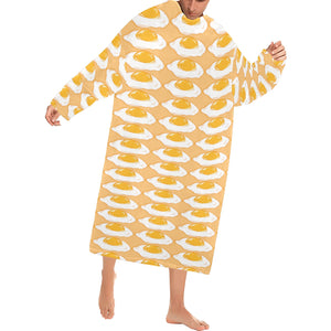 Fried Eggs Pattern Print Design 04 Blanket Robe with Sleeves