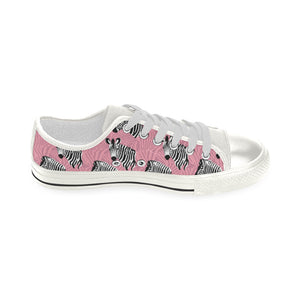 Zebra Head Pattern Women's Low Top Canvas Shoes White