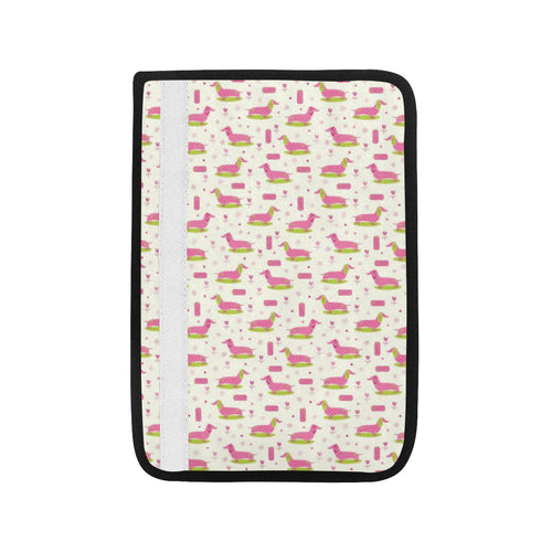 Pink Dachshund Pattern Car Seat Belt Cover