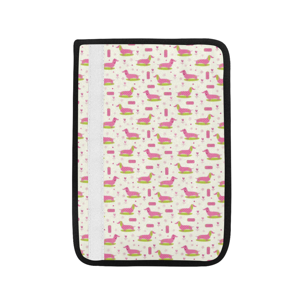 Pink Dachshund Pattern Car Seat Belt Cover