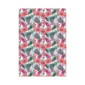 Pink Parrot Heliconia Pattern House Flag Garden Flag