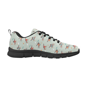 Dachshund Skating Pattern Men's Sneakers Black