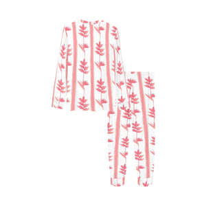 Heliconia Pink White Pattern Kids' Boys' Girls' All Over Print Pajama Set