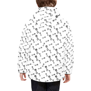 Engine Piston Random Pattern Print Design 04 Kids' Boys' Girls' Padded Hooded Jacket