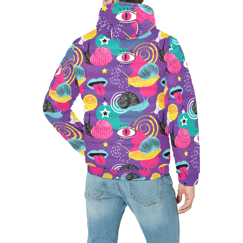 Snail Pattern Print Design 02 Men's Padded Hooded Jacket(ModelH42)